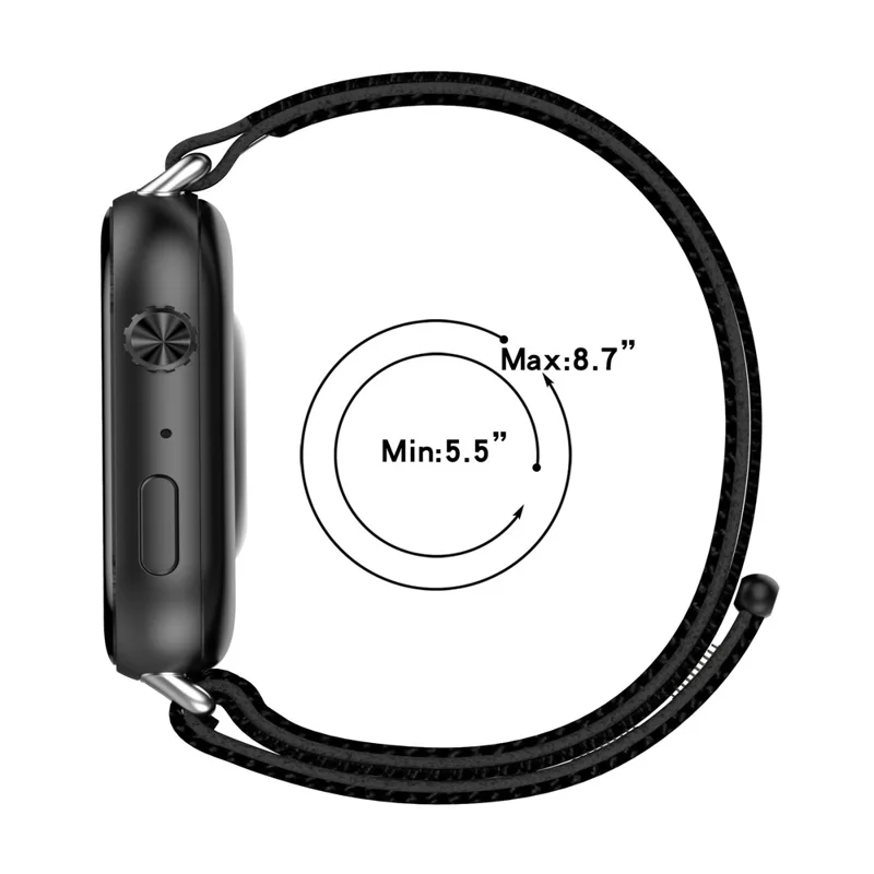For Honor Choice ROSSINI 2i Wrist Strap Magic Tape Nylon Woven Watch Band - Black