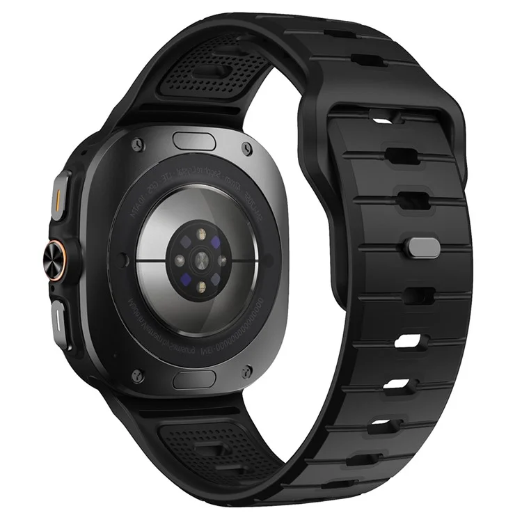 Para Samsung Galaxy Watch Ultra 47mm Bracelete de Silicone Fivela Reversível - Preto
