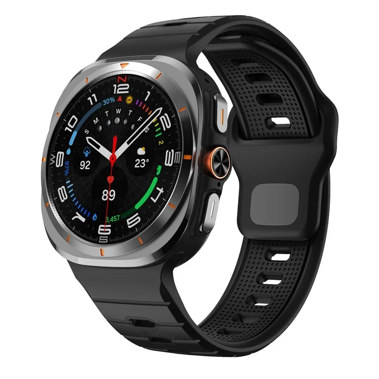 Para Samsung Galaxy Watch Ultra 47mm Bracelete de Silicone Fivela Reversível - Preto