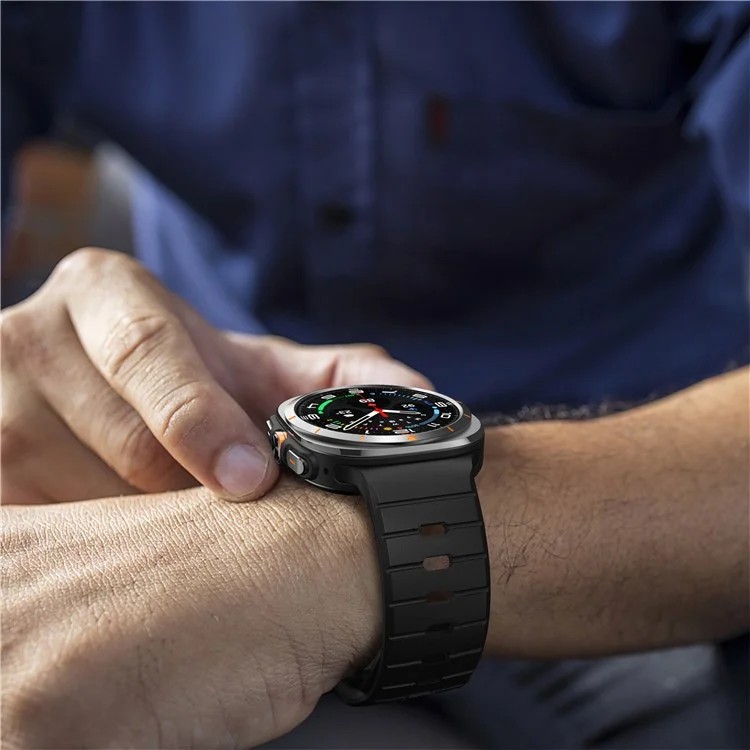 Para Samsung Galaxy Watch Ultra 47mm Bracelete de Silicone Fivela Reversível - Preto