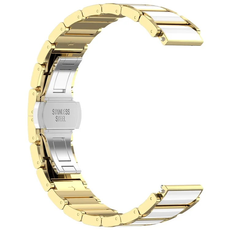 Für Huawei Watch GT 5 Pro 42mm / GT 5 41mm Keramik-Metallarmband 18mm Universelles Handgelenkband - Gold+Weiß