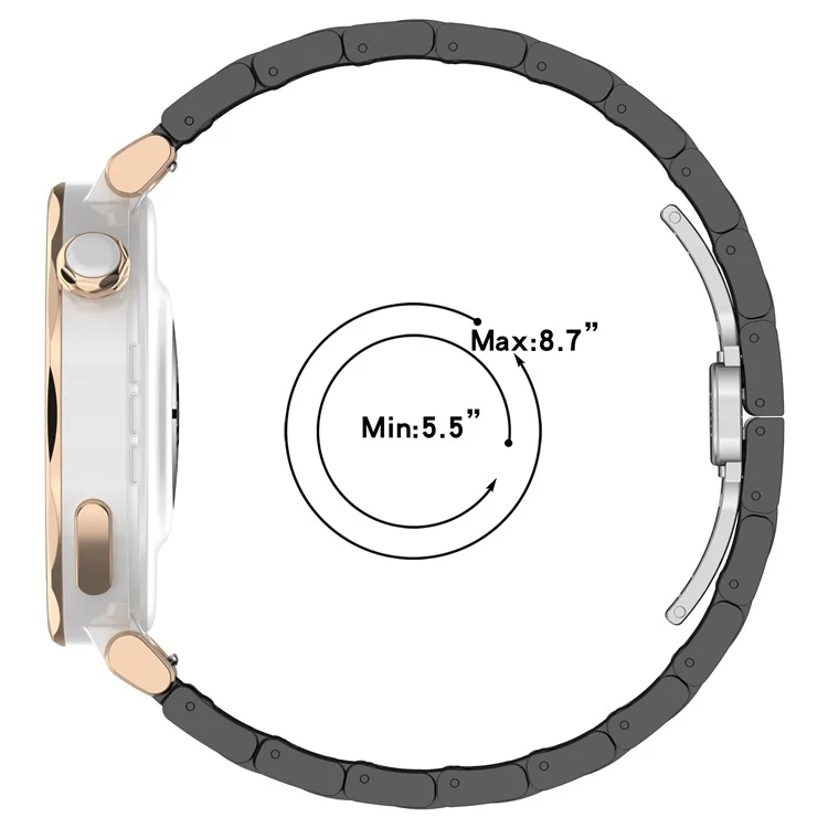 Für Huawei Watch GT 5 Pro 42mm / GT 5 41mm Keramik-Metallarmband 18mm Universelles Handgelenkband - Gold+Weiß