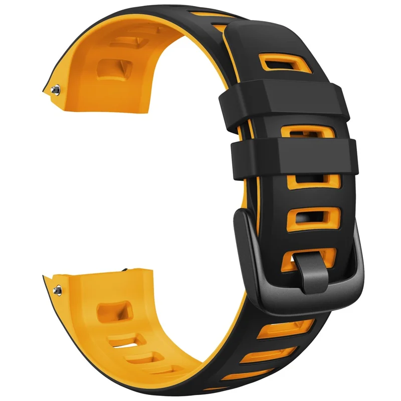 Bi-color Soft Silicone Watchband Replacement Bracelet Strap for Garmin Instinct / Instinct Esports - Black / Yellow
