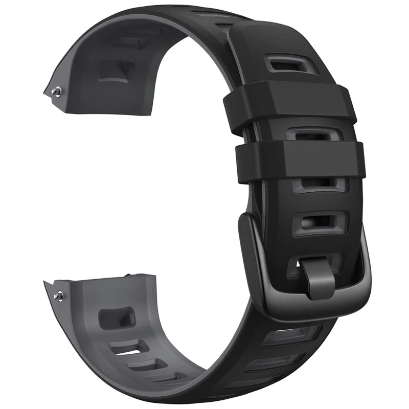 Bi-color Soft Silicone Watchband Replacement Bracelet Strap for Garmin Instinct / Instinct Esports - Black / Grey