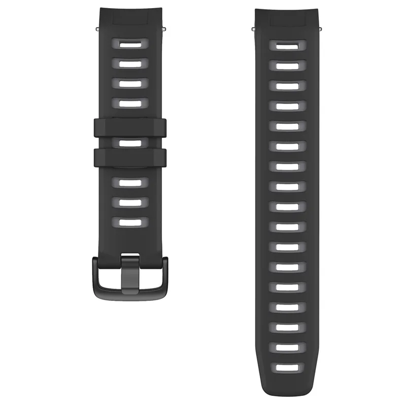 Bi-color Soft Silicone Watchband Replacement Bracelet Strap for Garmin Instinct / Instinct Esports - Black / Grey