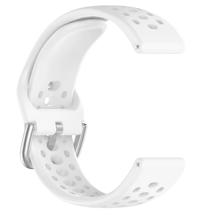 For Huami Amazfit Active 2 (A2437) Replacement Band Holes Design 20mm Adjustable Silicone Watch Strap - White