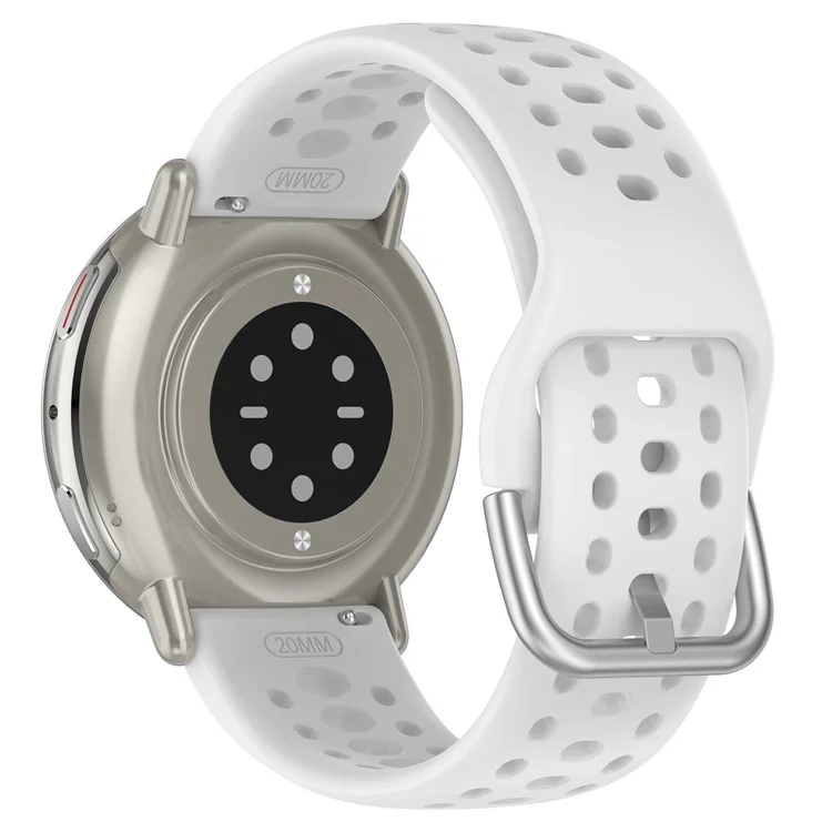 For Huami Amazfit Active 2 (A2437) Replacement Band Holes Design 20mm Adjustable Silicone Watch Strap - White