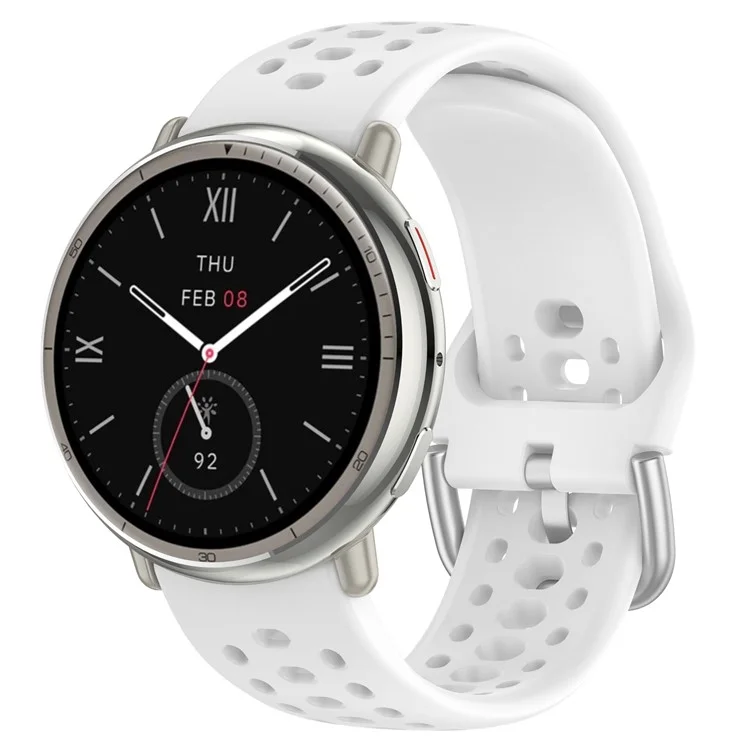For Huami Amazfit Active 2 (A2437) Replacement Band Holes Design 20mm Adjustable Silicone Watch Strap - White
