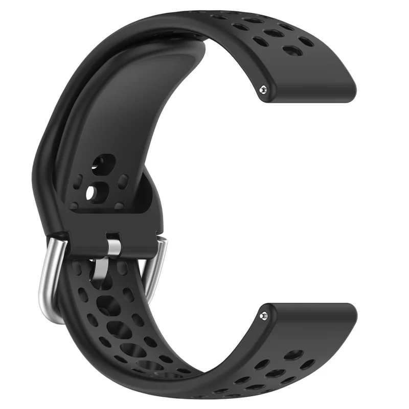 For Huami Amazfit Active 2 (A2437) Replacement Band Holes Design 20mm Adjustable Silicone Watch Strap - Black