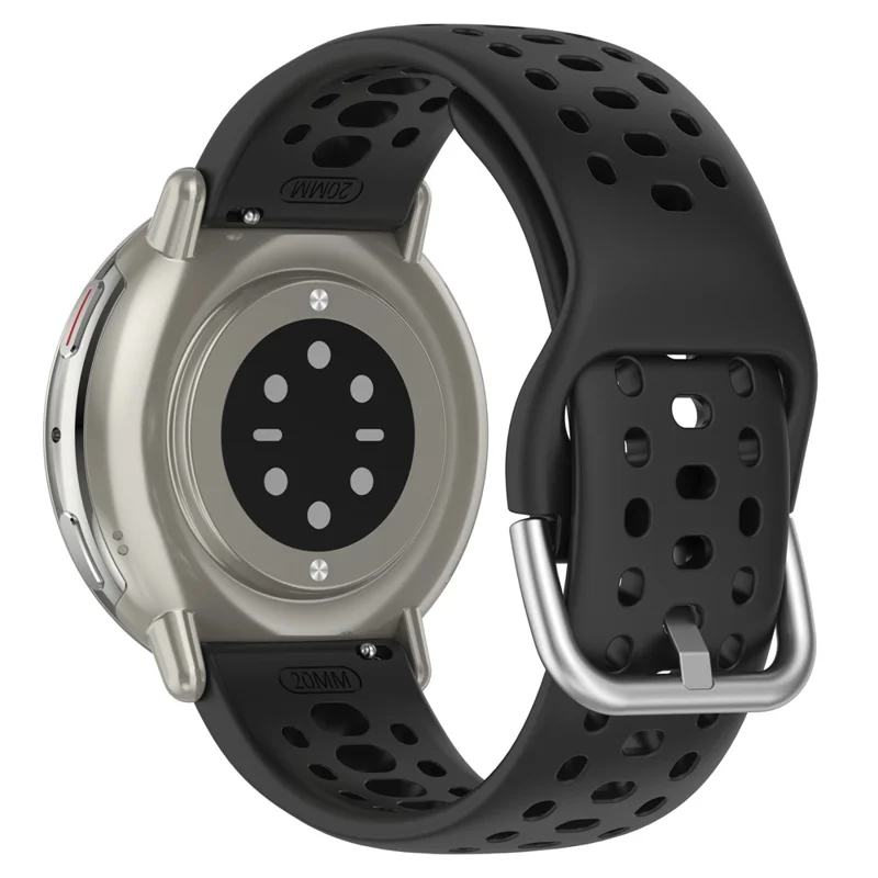 For Huami Amazfit Active 2 (A2437) Replacement Band Holes Design 20mm Adjustable Silicone Watch Strap - Black