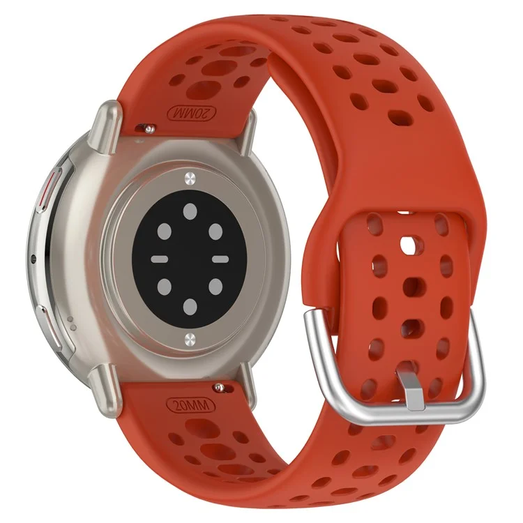 Per Huami Amazfit Active 2 (A2437) Cinturino di Ricambio con Design a Fori 20mm Regolabile in Silicone - Rosso