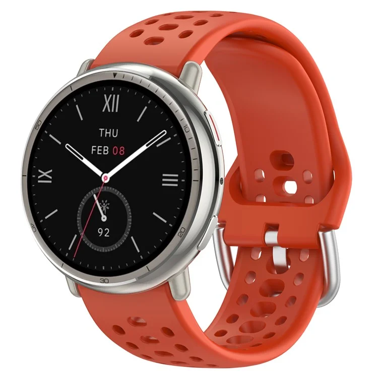 Per Huami Amazfit Active 2 (A2437) Cinturino di Ricambio con Design a Fori 20mm Regolabile in Silicone - Rosso