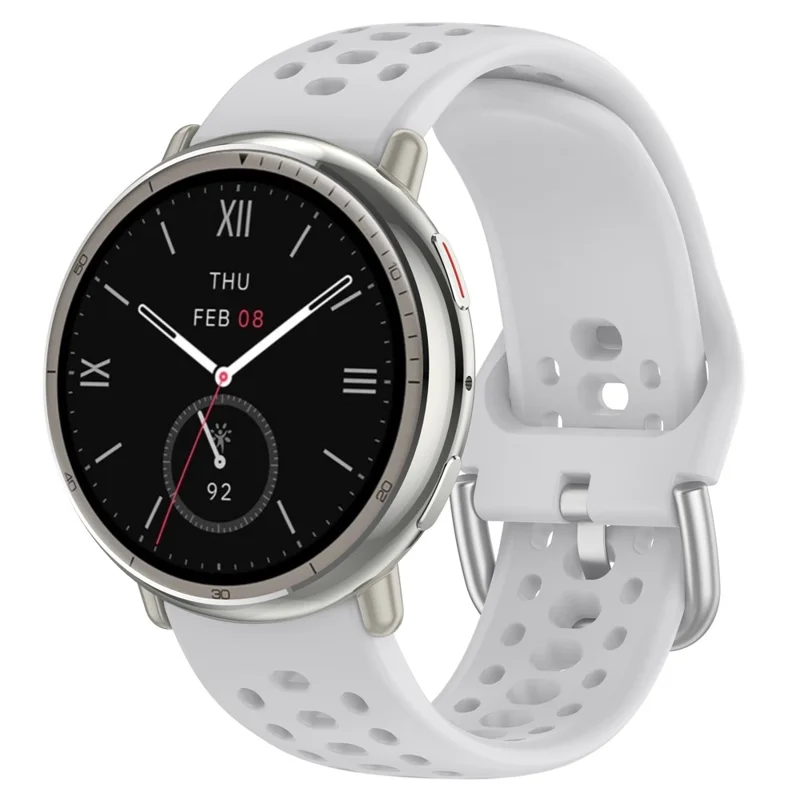 For Huami Amazfit Active 2 (A2437) Replacement Band Holes Design 20mm Adjustable Silicone Watch Strap - Grey