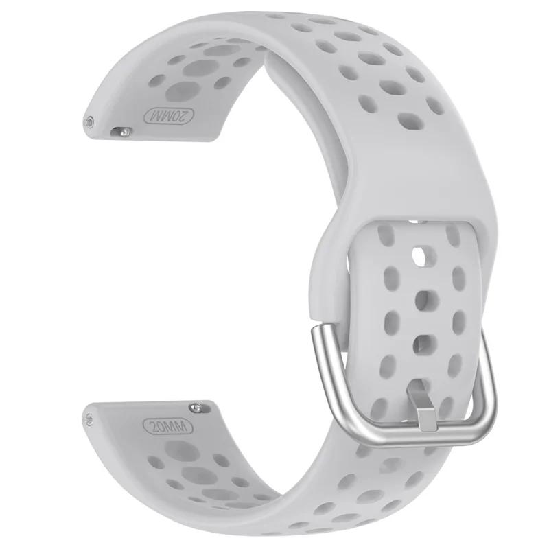 For Huami Amazfit Active 2 (A2437) Replacement Band Holes Design 20mm Adjustable Silicone Watch Strap - Grey