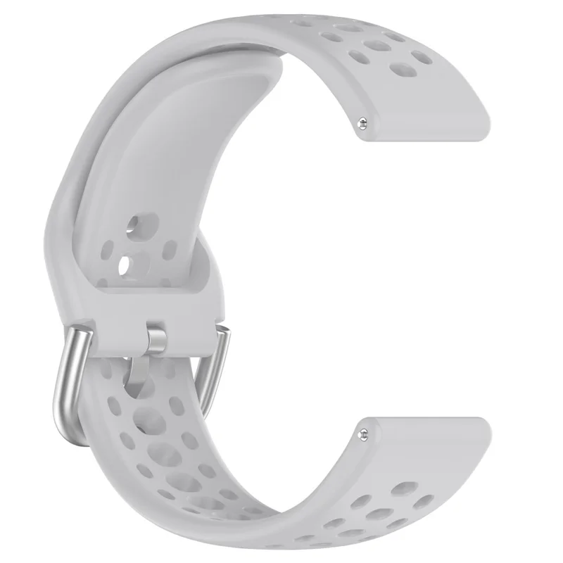 For Huami Amazfit Active 2 (A2437) Replacement Band Holes Design 20mm Adjustable Silicone Watch Strap - Grey