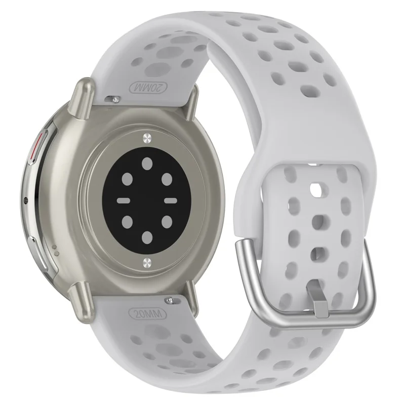 For Huami Amazfit Active 2 (A2437) Replacement Band Holes Design 20mm Adjustable Silicone Watch Strap - Grey