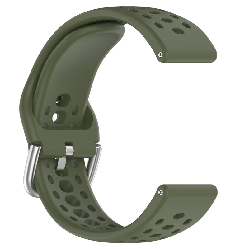 For Huami Amazfit Active 2 (A2437) Replacement Band Holes Design 20mm Adjustable Silicone Watch Strap - Army Green