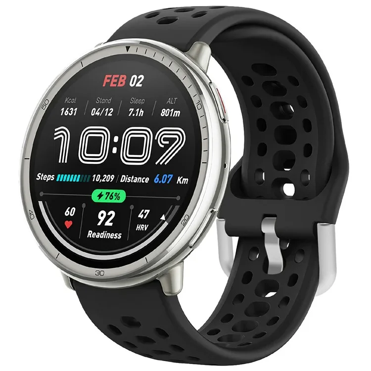 20mm Strap for Samsung Galaxy Watch6 Classic 43mm 47mm / Watch6 40mm 44mm Multiple Holes Silicone Watch Band - Black