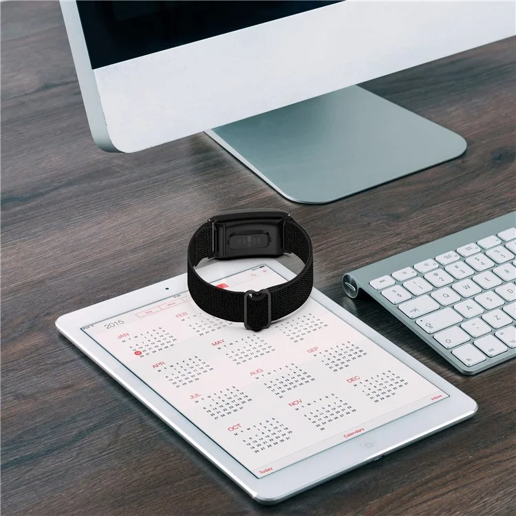 Pour WHOOP 4.0 Tracker de Fitness Bracelet Élastique en Nylon Tissé avec Étui de Protection - Noir