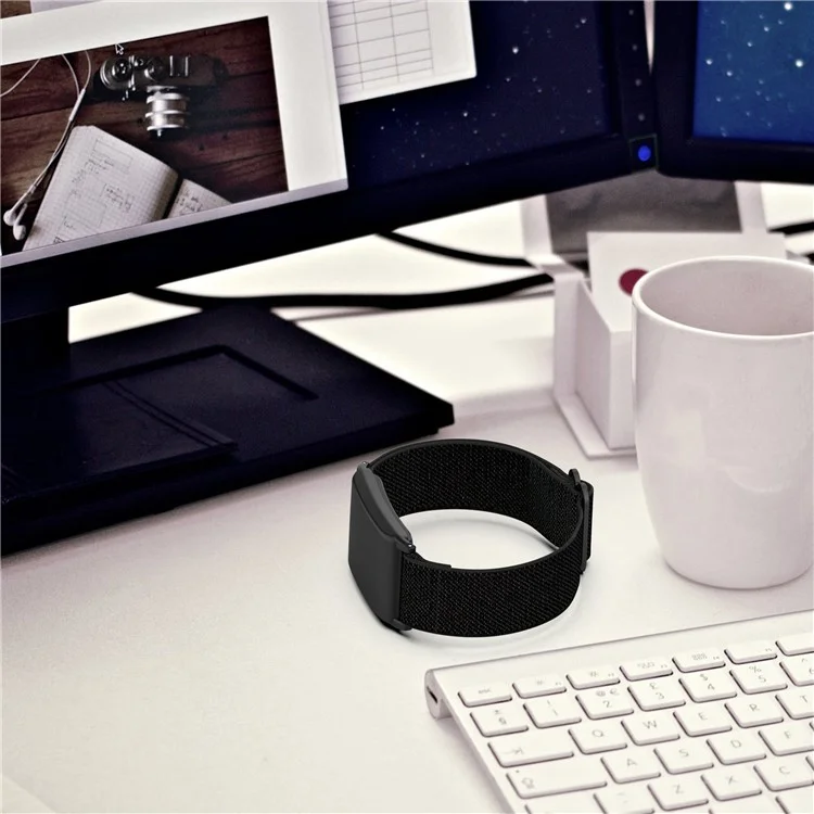 Pour WHOOP 4.0 Tracker de Fitness Bracelet Élastique en Nylon Tissé avec Étui de Protection - Noir