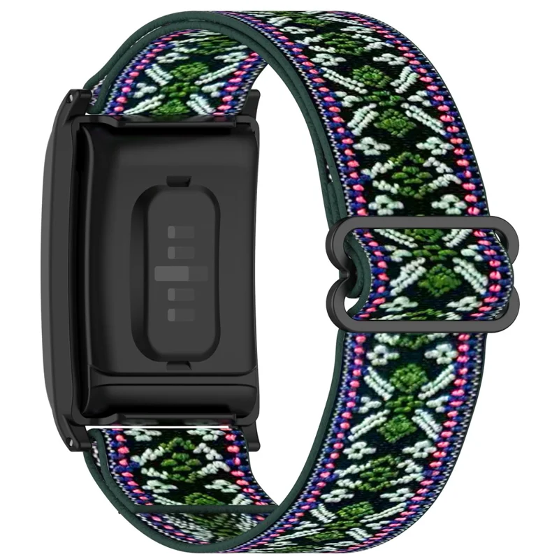 For WHOOP WHOOP 5.0 / 5.0 LIFE MG /  5.0 Peak / 5.0 One / 4.0 / 3.0 Fitness Tracker Elastic Woven Nylon Wrist Strap with Protective Case - Green+Purple