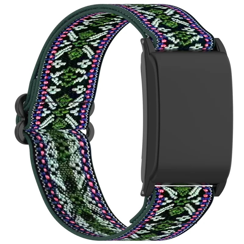For WHOOP WHOOP 5.0 / 5.0 LIFE MG /  5.0 Peak / 5.0 One / 4.0 / 3.0 Fitness Tracker Elastic Woven Nylon Wrist Strap with Protective Case - Green+Purple