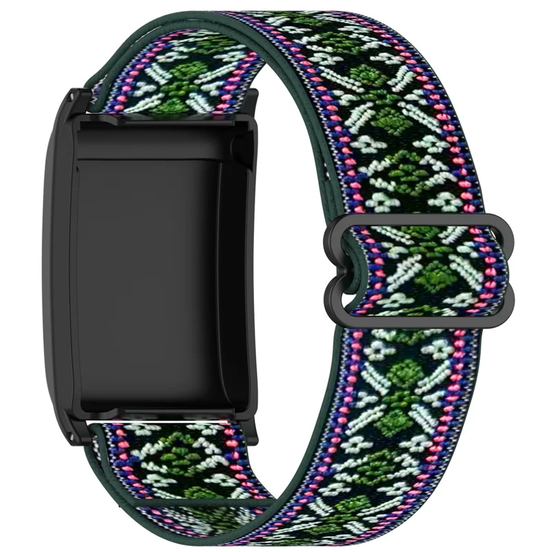 For WHOOP WHOOP 5.0 / 5.0 LIFE MG /  5.0 Peak / 5.0 One / 4.0 / 3.0 Fitness Tracker Elastic Woven Nylon Wrist Strap with Protective Case - Green+Purple