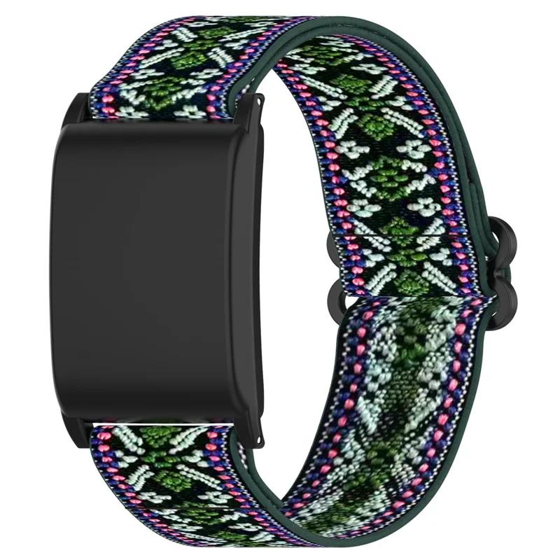 For WHOOP WHOOP 5.0 / 5.0 LIFE MG /  5.0 Peak / 5.0 One / 4.0 / 3.0 Fitness Tracker Elastic Woven Nylon Wrist Strap with Protective Case - Green+Purple
