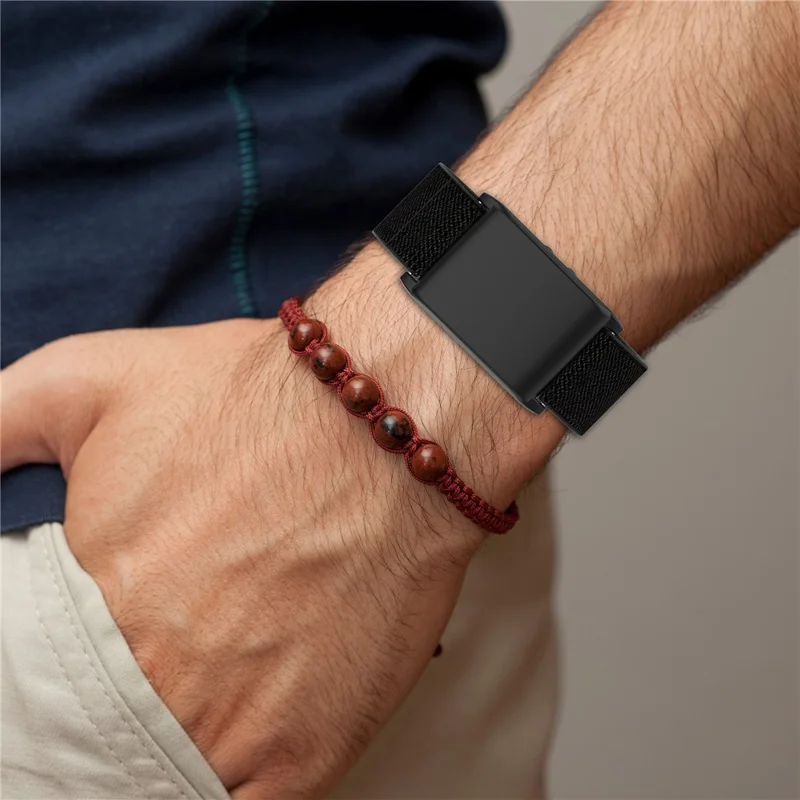 For WHOOP WHOOP 5.0 / 5.0 LIFE MG /  5.0 Peak / 5.0 One / 4.0 / 3.0 Fitness Tracker Elastic Woven Nylon Wrist Strap with Protective Case - Green+Purple
