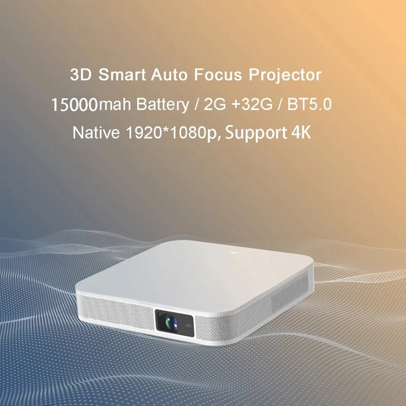S500 Android 9.0 Auto Focus 3D DLP Projector Built In 15000mAh Battery 1080P Full HD Wireless Home Theater - EU Plug