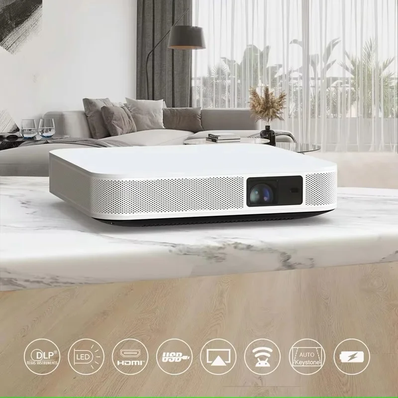 S500 Android 9.0 Auto Focus 3D DLP Projector Built In 15000mAh Battery 1080P Full HD Wireless Home Theater - EU Plug