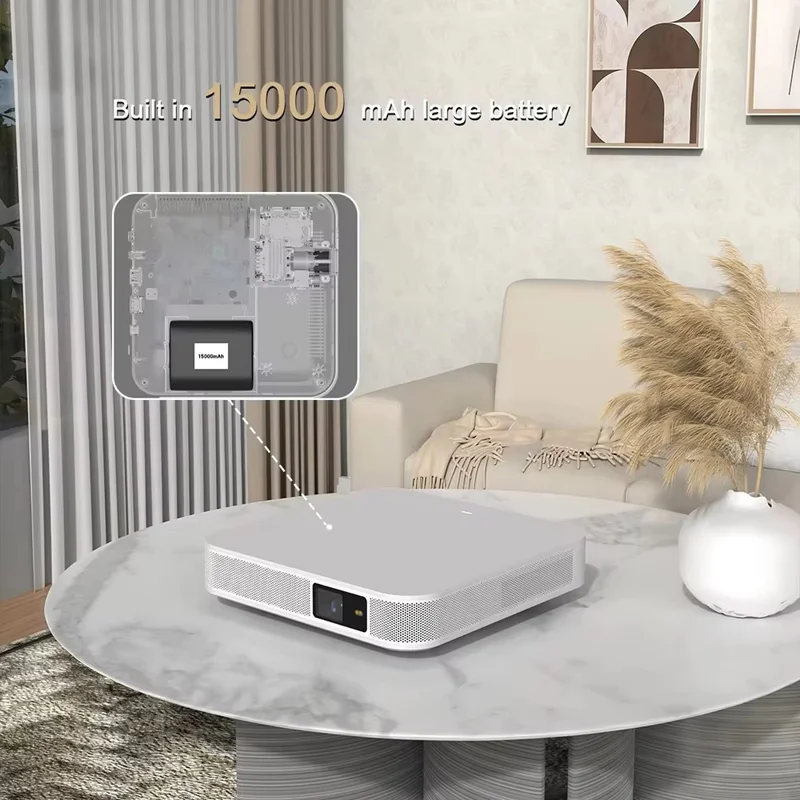 S500 Android 9.0 Auto Focus 3D DLP Projector Built In 15000mAh Battery 1080P Full HD Wireless Home Theater - EU Plug