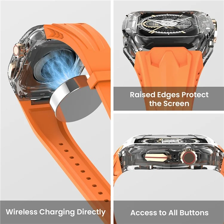 AHASTYLE WE28 Pulseira de Silicone com Estojo Anti-Queda para Apple Watch Ultra 2 49mm / Ultra 49mm - Laranja
