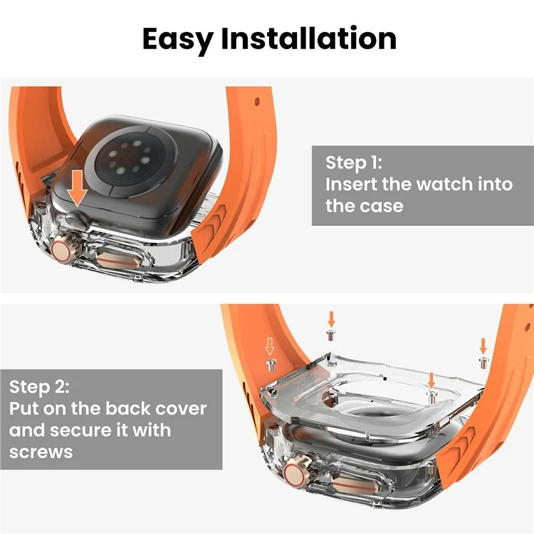 AHASTYLE WE28 Pulseira de Silicone com Estojo Anti-Queda para Apple Watch Ultra 2 49mm / Ultra 49mm - Laranja