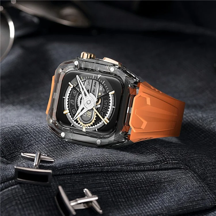 AHASTYLE WE28 Pulseira de Silicone com Estojo Anti-Queda para Apple Watch Ultra 2 49mm / Ultra 49mm - Laranja