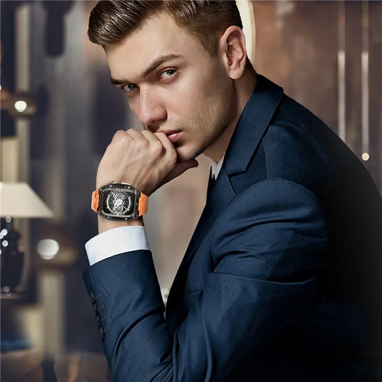 AHASTYLE WE28 Pulseira de Silicone com Estojo Anti-Queda para Apple Watch Ultra 2 49mm / Ultra 49mm - Laranja