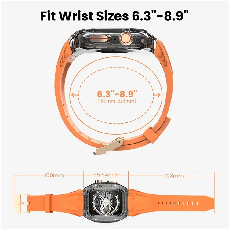 AHASTYLE WE28 Pulseira de Silicone com Estojo Anti-Queda para Apple Watch Ultra 2 49mm / Ultra 49mm - Laranja