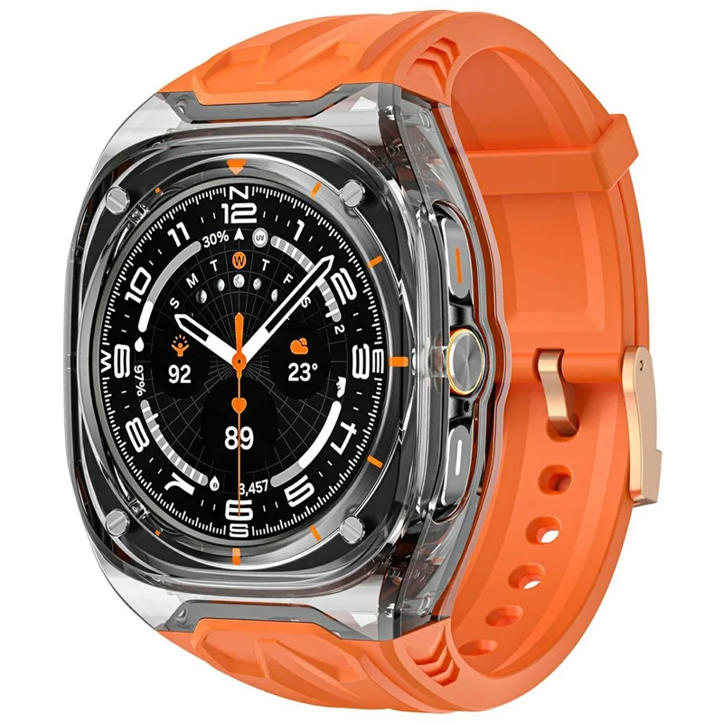 AHASTYLE WE28 For Samsung Galaxy Watch Ultra 47mm Silicone Watch Band with Anti-Drop Case - Orange