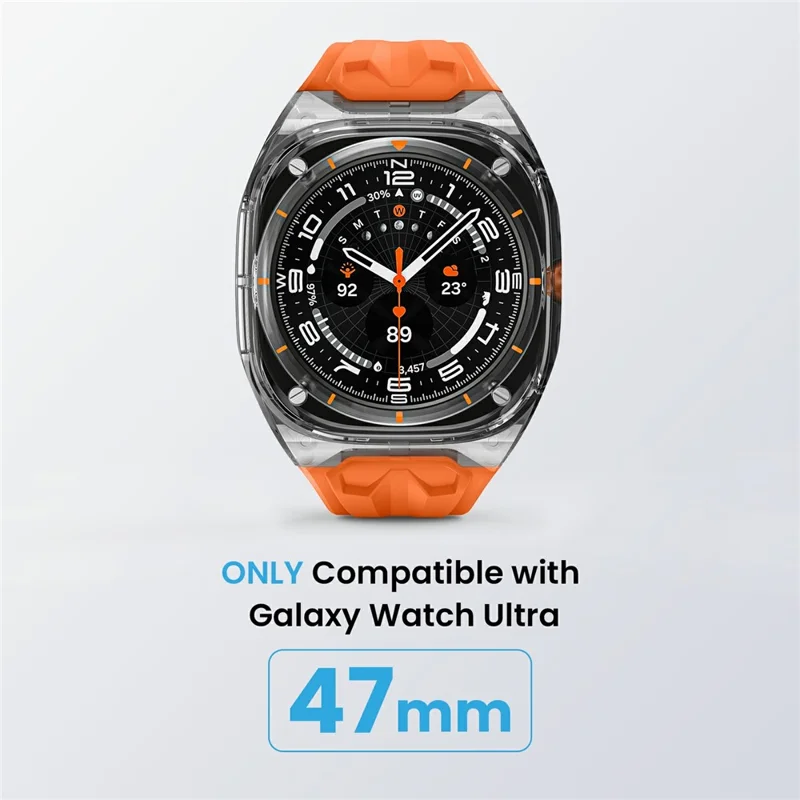 AHASTYLE WE28 For Samsung Galaxy Watch Ultra 47mm Silicone Watch Band with Anti-Drop Case - Orange