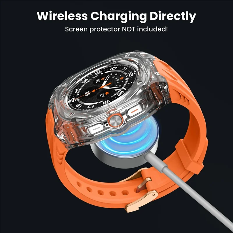 AHASTYLE WE28 For Samsung Galaxy Watch Ultra 47mm Silicone Watch Band with Anti-Drop Case - Orange