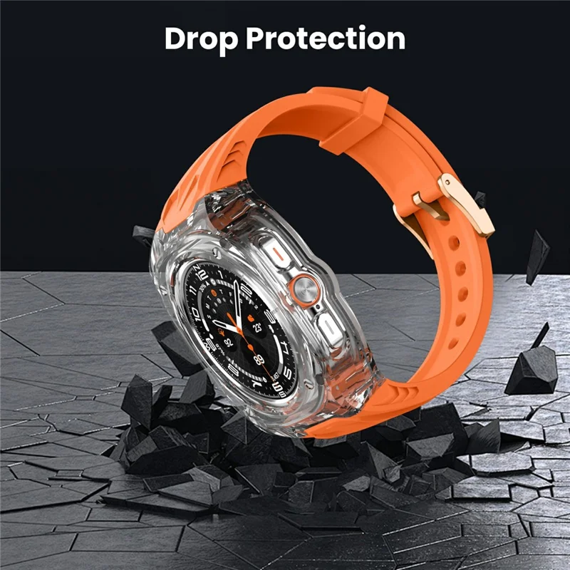 AHASTYLE WE28 For Samsung Galaxy Watch Ultra 47mm Silicone Watch Band with Anti-Drop Case - Orange