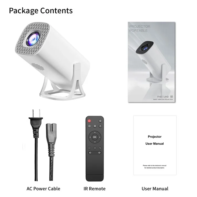 S40 Ultra Portable Projector Android Gaming Projector LED 1024x600P 120 ANSI Lumens 30-100 Inch Screen - US Plug
