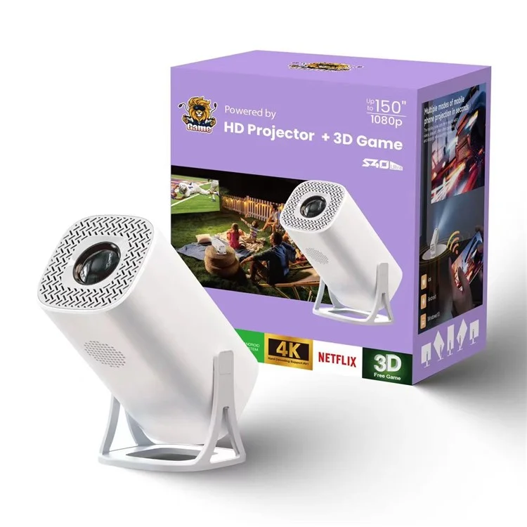 S40 Ultra Portable Projector Android Gaming Projector LED 1024x600P 120 ANSI Lumens 30-100 Inch Screen - US Plug