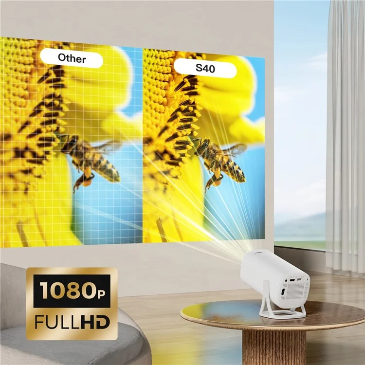 S40 Ultra Portable Projector Android Gaming Projector LED 1024x600P 120 ANSI Lumens 30-100 Inch Screen - US Plug
