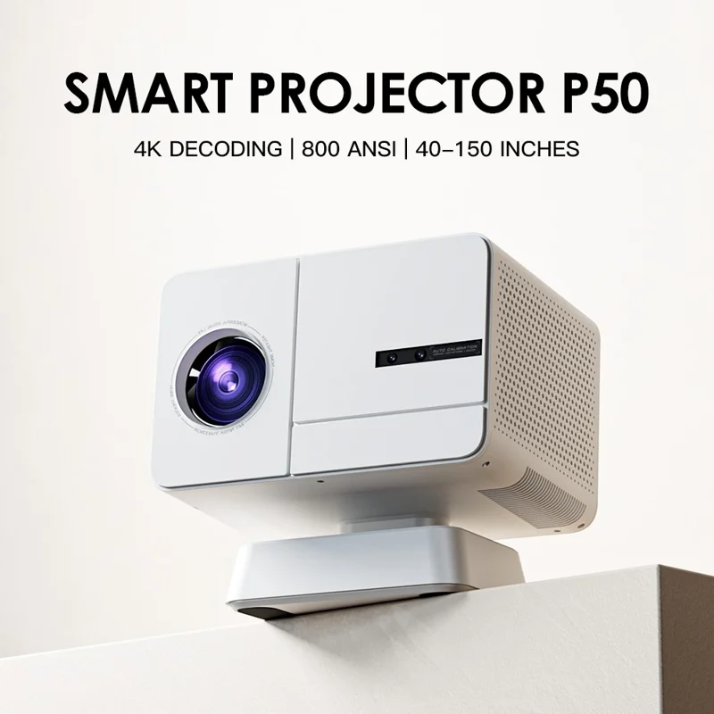 P50MAX Smart Projector 1080P Full HD Gaming Projector Support Auto Focus / Keystone Correction - White  /  US Plug