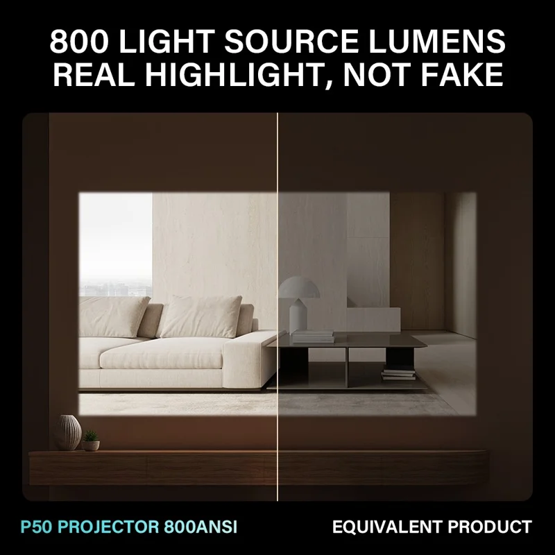 P50MAX Smart Projector 1080P Full HD Gaming Projector Support Auto Focus / Keystone Correction - White  /  US Plug