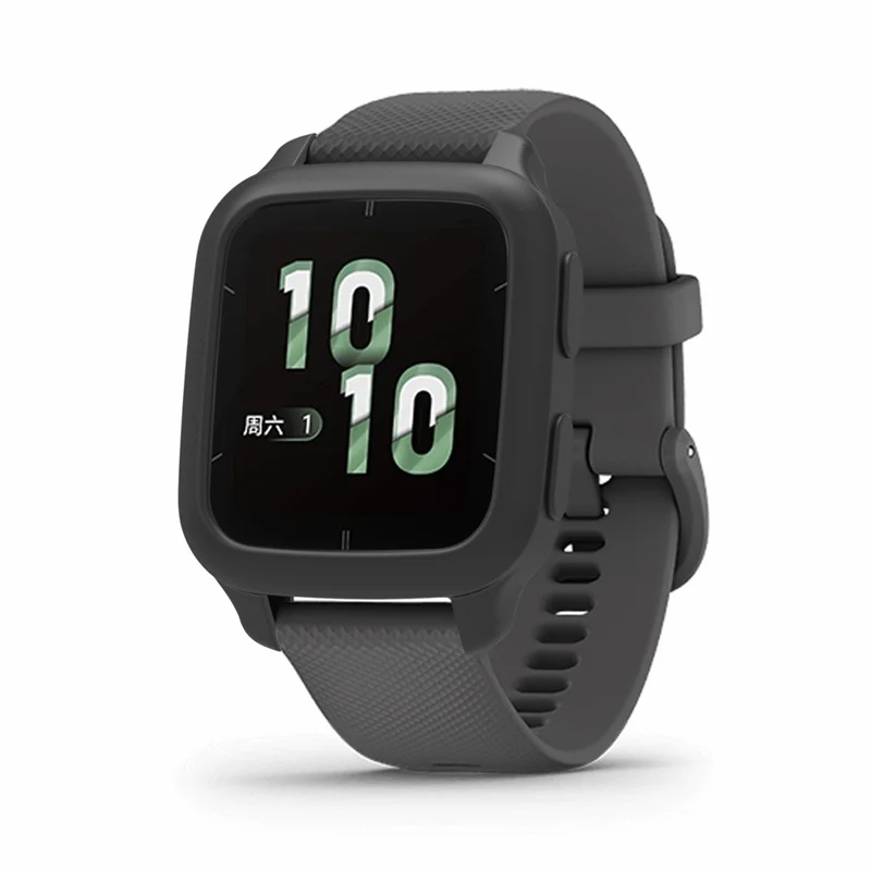 Correa de Repuesto de Silicona para Garmin Venu Sq 2 con Funda Protectora - Negro
