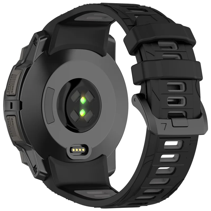 For Garmin Instinct 3 Solar 45mm  /  AMOLED 45mm Watch Band 22mm Dual Color Silicone Replacement Strap - Black  /  Grey
