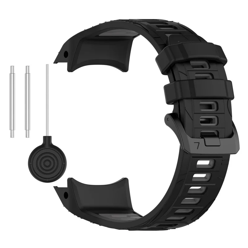 For Garmin Instinct 3 Solar 45mm  /  AMOLED 45mm Watch Band 22mm Dual Color Silicone Replacement Strap - Black  /  Grey