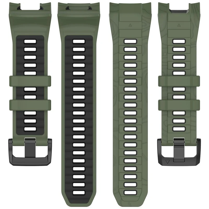 For Garmin Instinct 3 Solar 45mm  /  AMOLED 45mm Watch Band 22mm Dual Color Silicone Replacement Strap - Black  /  Grey